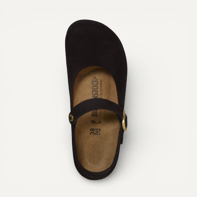 Mantova Mary Jane Black Suede Leather Narrow