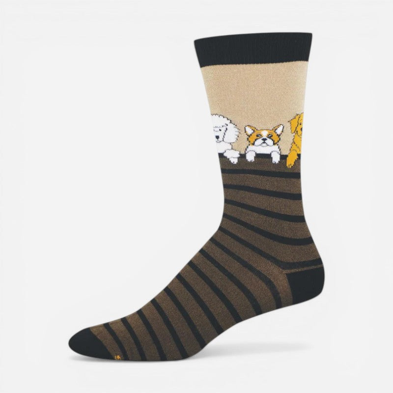 Men's Bamboo Novelty Crew Dog Gone Stripes Hemp