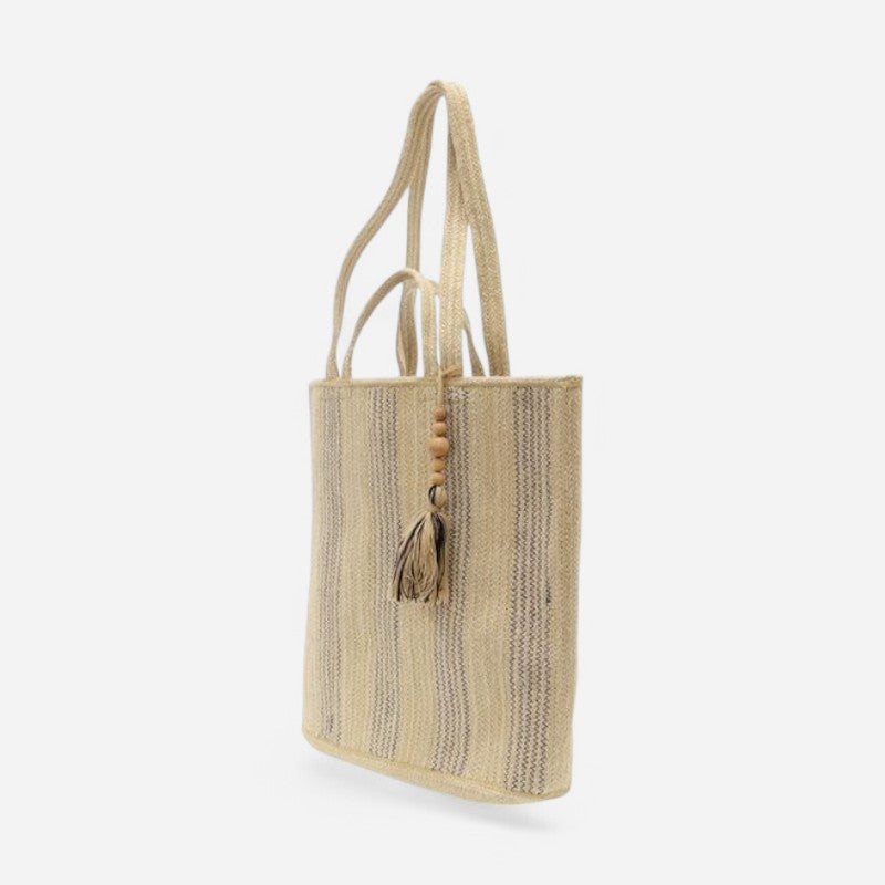 Joy Susan Jude Double Handle Tassel Jute Fiber Tote