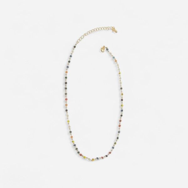 16 Matte Glass Beaded Necklace Multi Bright"