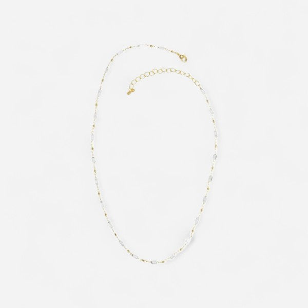 16 Bar Beads Necklace White"