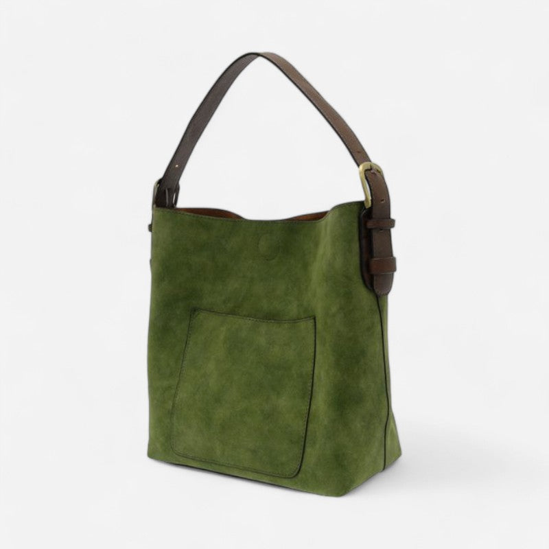 Joy Susan Handle Rich Faux Suede Handbag