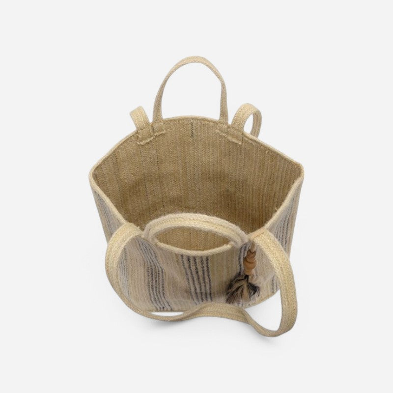 Joy Susan Jude Double Handle Tassel Jute Fiber Tote