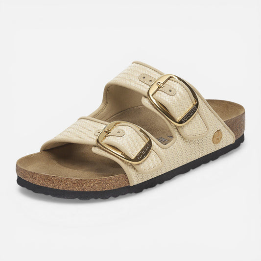 Arizona Big Buckle Raffia Textured/Leather Narrow