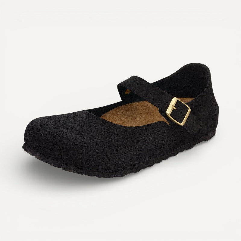 Mantova Mary Jane Black Suede Leather Narrow
