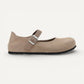 Mantova Mary Jane Taupe Suede Leather Narrow