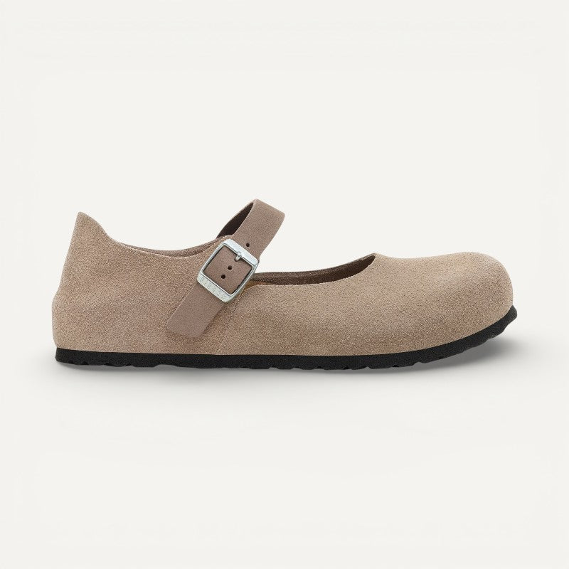 Mantova Mary Jane Taupe Suede Leather Narrow