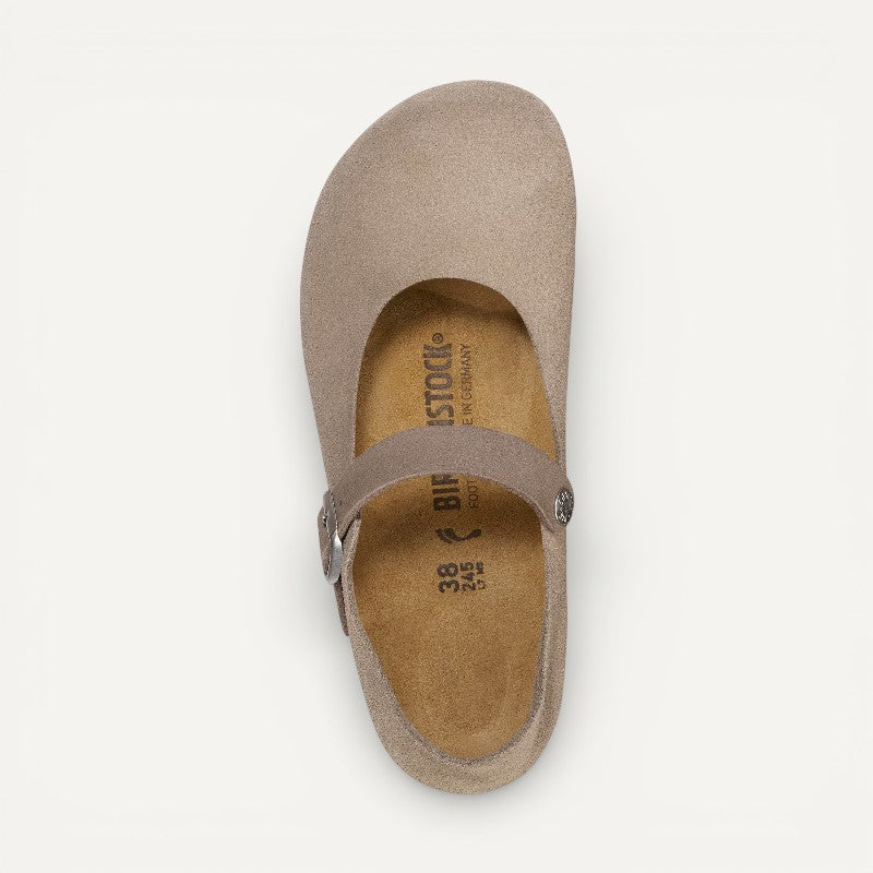 Mantova Mary Jane Taupe Suede Leather Narrow