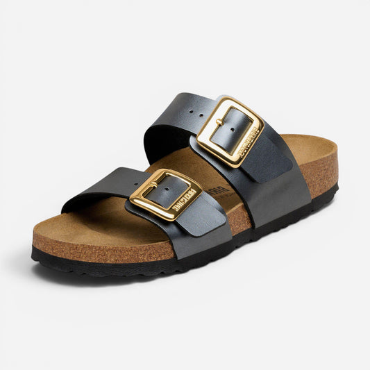 Sydney Luxe Buckle Black Metallic Birko-Flor Narrow