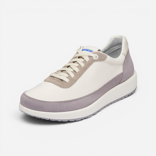 Honnef City White Lavender Stone Suede Leather And Textile Narrow