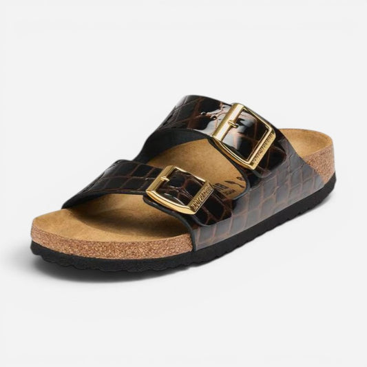 Arizona Black Embossed Leather Narrow