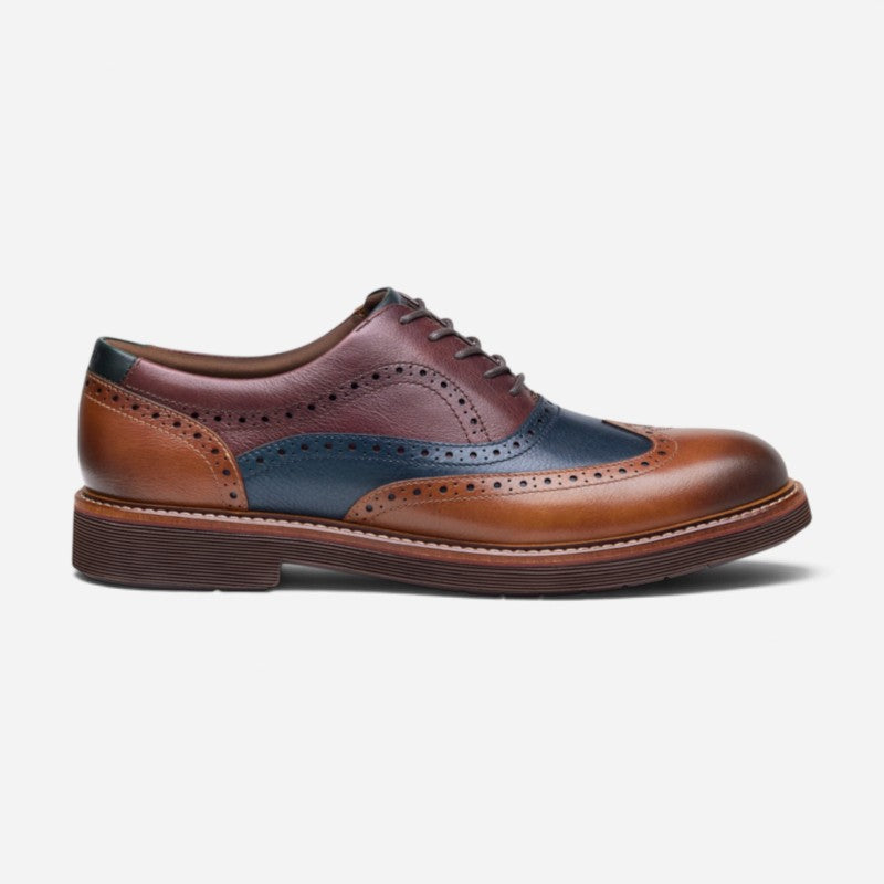 Men's Tyson Wingtip Tan/Navy/Burgundy Leather