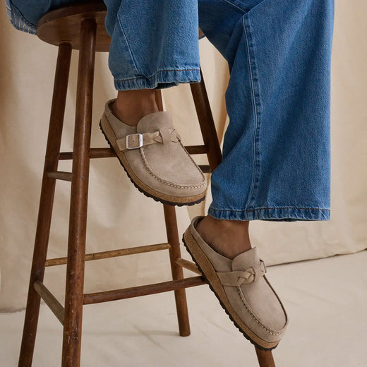 BIRKENSTOCK Buckley Braided Taupe Suede Leather Narrow