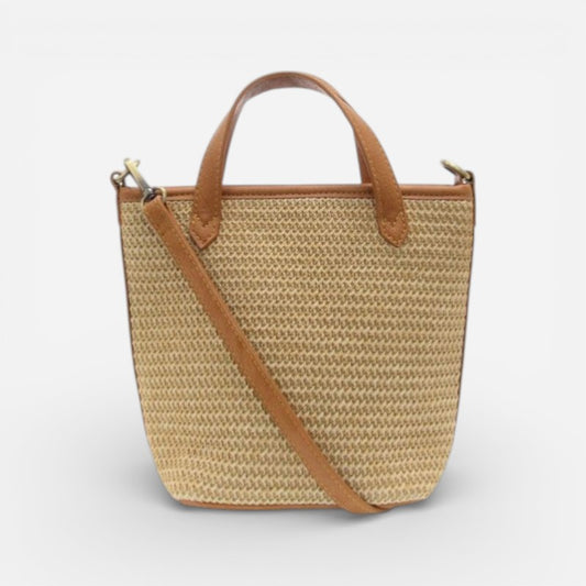 Mini Bucket Crossbody Straw Natural