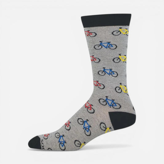 Men's Bamboo Novelty Crew Bicycle Race Light Gray Heather