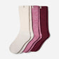 Rib Knit Slouchy Crew Socks 3 Pack Strawberry/Cream/Coffee Berry