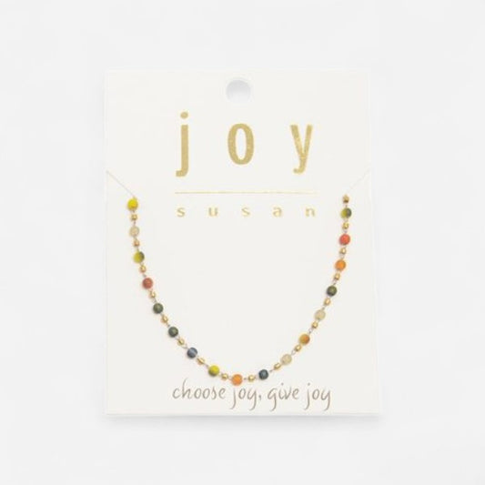 16 Matte Glass Beaded Necklace Multi Bright"