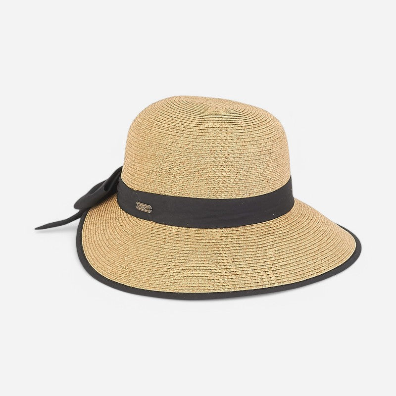 SunNSand Accessories Paper Braid W/Cotton Band & Bow, Brim 3.5"-2"