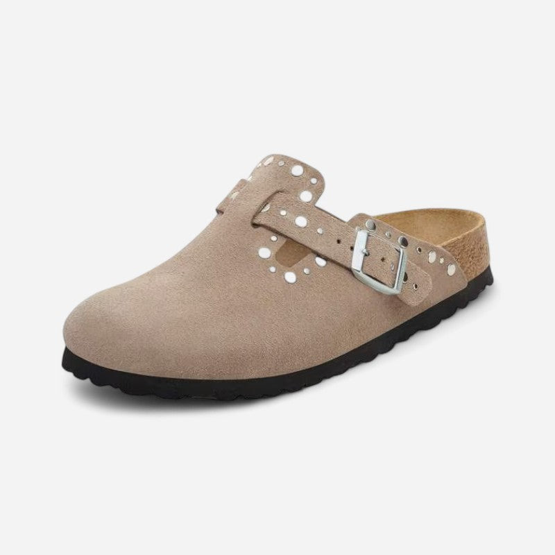 Boston Rivet Taupe Suede Leather Narrow – Sole Provisions