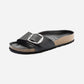 Madrid Big Buckle Black Oiled Leather Narrow