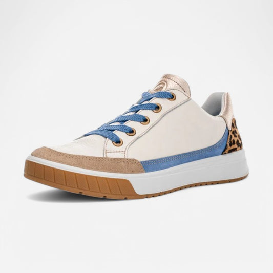 Rio Cream Calf Leather & Azure Blue Suede