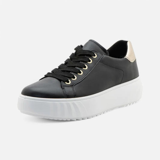 Mikky Black Calf Leather w/ Platinum Metallic