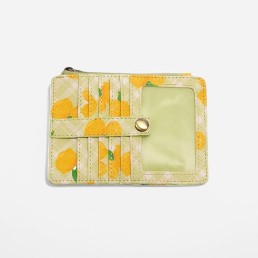 Penny Printed Mini Travel Wallet Lime Plaid Lemons